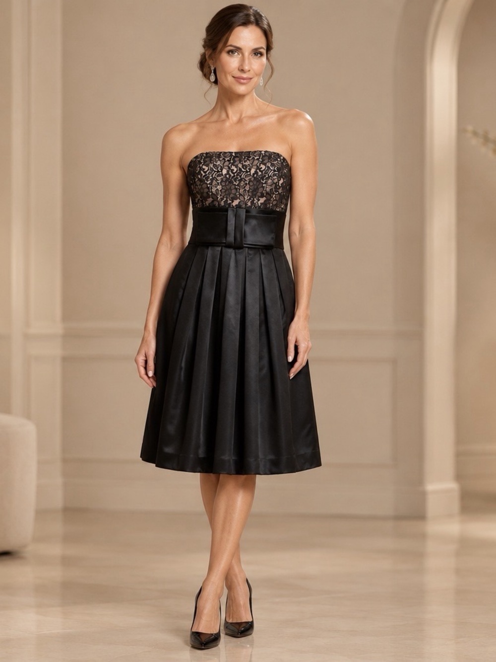 White House Black Market Strapless Lace Satin Sheath Cocktail Dress Size 0